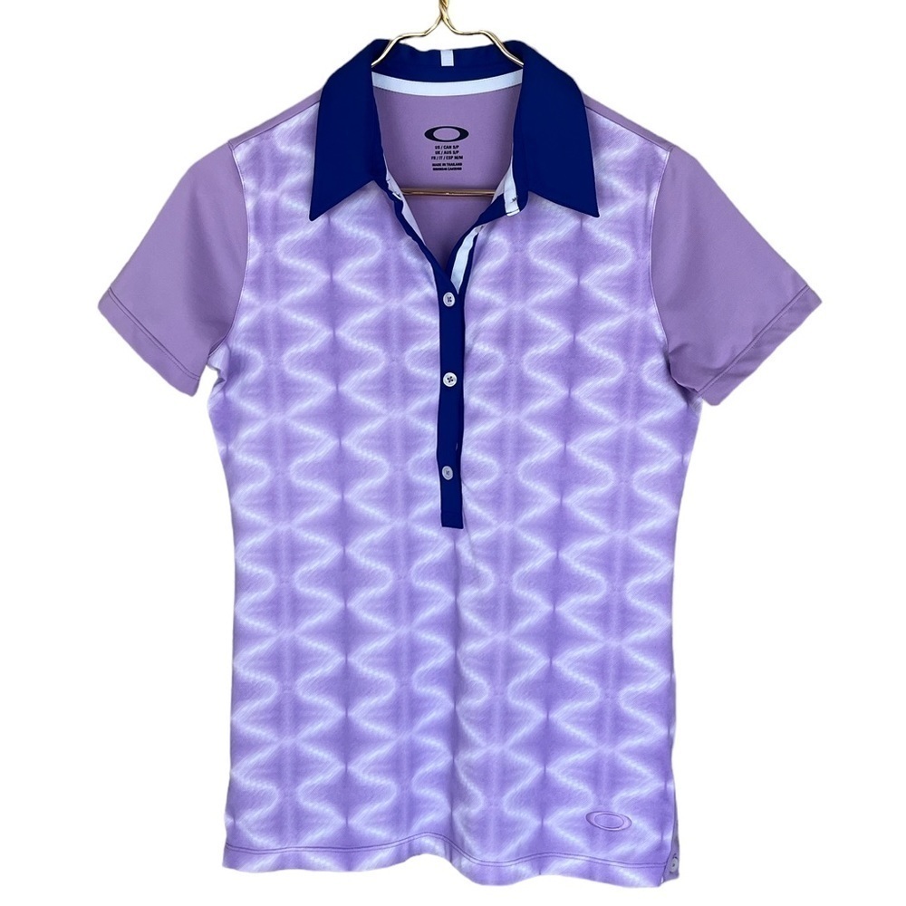 Oakley Orchid Purple Print Golf Polo Short Sleeve Performance Top S - Picture 2 of 10